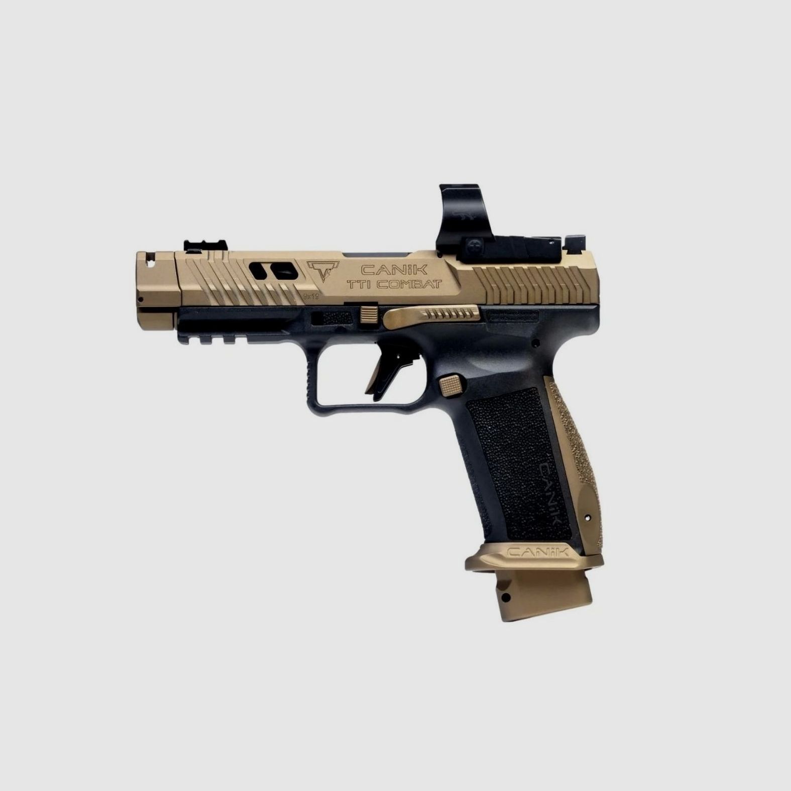 Pistole Canik TTI Combat Gold Optic M03, 9×19, 19 Schuss, Reflexvisier, Holster, Bild 1 von 2
