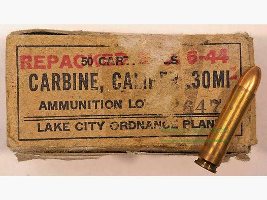 USA, Diverses cartouches de fusil .30 Carbine/M1