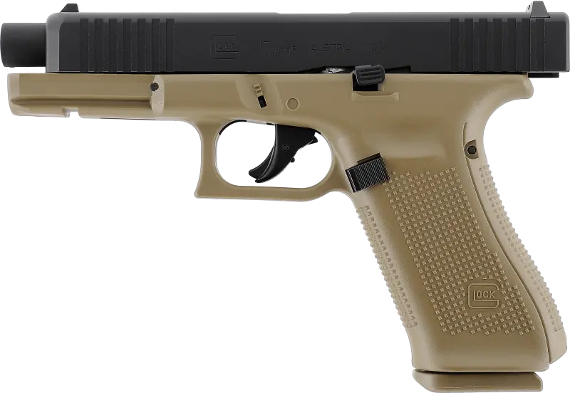 PISTOLET GLOCK 17 GEN5 CAL 43 PAINTBALL T4E COYOTE FRENCH ARMY, image 4 sur 5