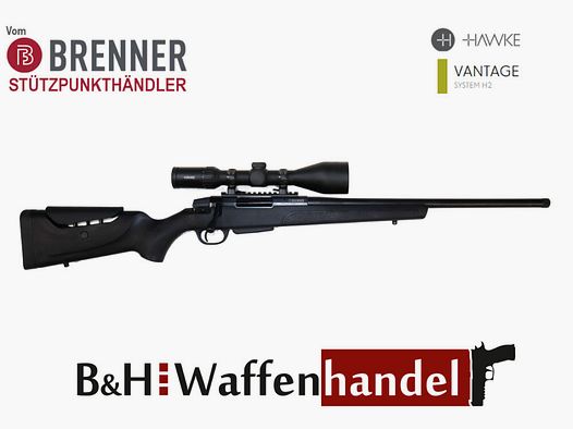 Brenner Komplettpaket:	 Brenner BR-20 Polymer mit Zielfernrohr Hawke Vantage 3-12x56