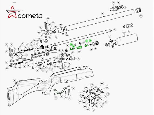 Ventilgruppe fĂĽr Pressluftgewehr SWS Cometa Modell Lynx, Ersatzteil