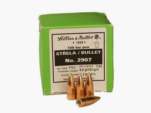 PALLE SELLIER & BELLOT MOD. FMJ CAL 7,62X39 123GRS PZ 100