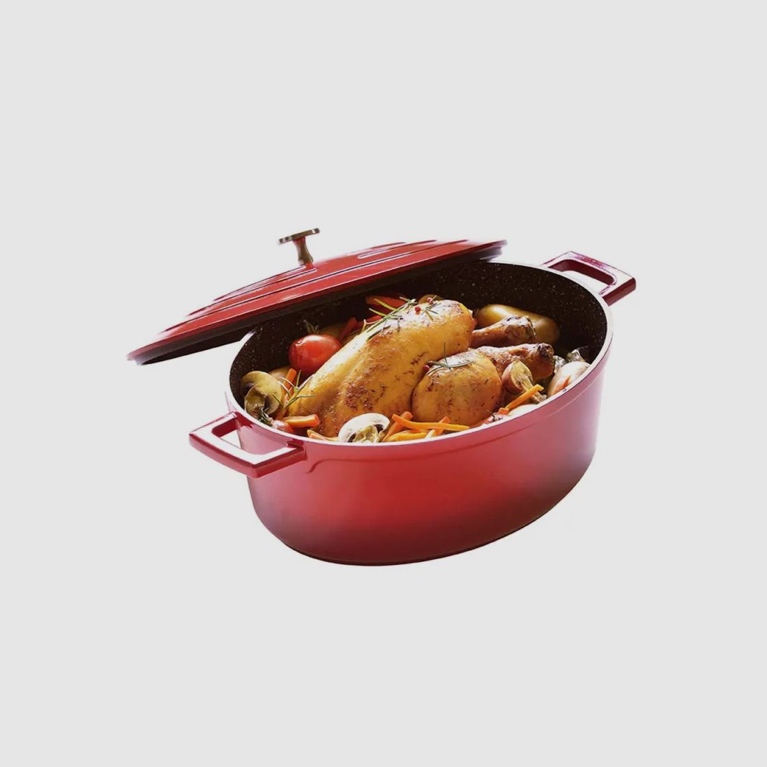Cocotte ovale rossa in alluminio pressofuso 26 cm, immagine 2 di 12
