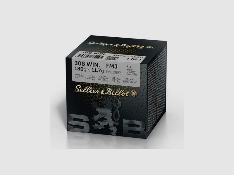 PATRONEN SELLIER BELLOT .308 Win FMJ 180gr X50, Bild 1 von 2