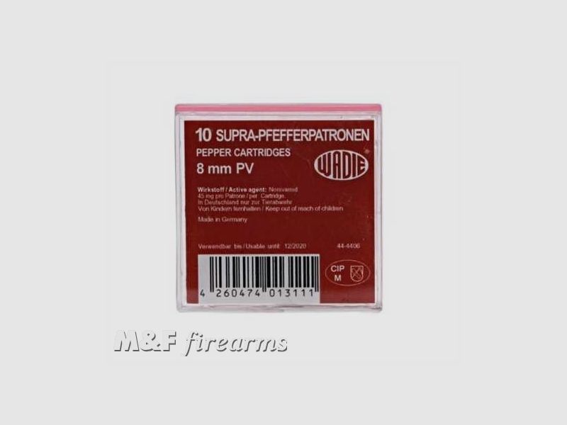 Wadie Pfefferpatronen 8mm P.A. SUPRA 10 Stück in Plastikbox