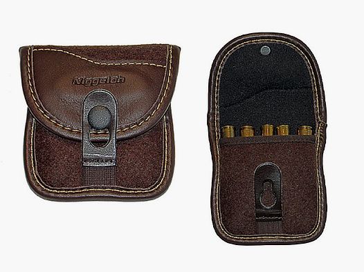 NIGGELOH Patronenetui f. 5 Kugelpatronen Loden/ Ledermix braun