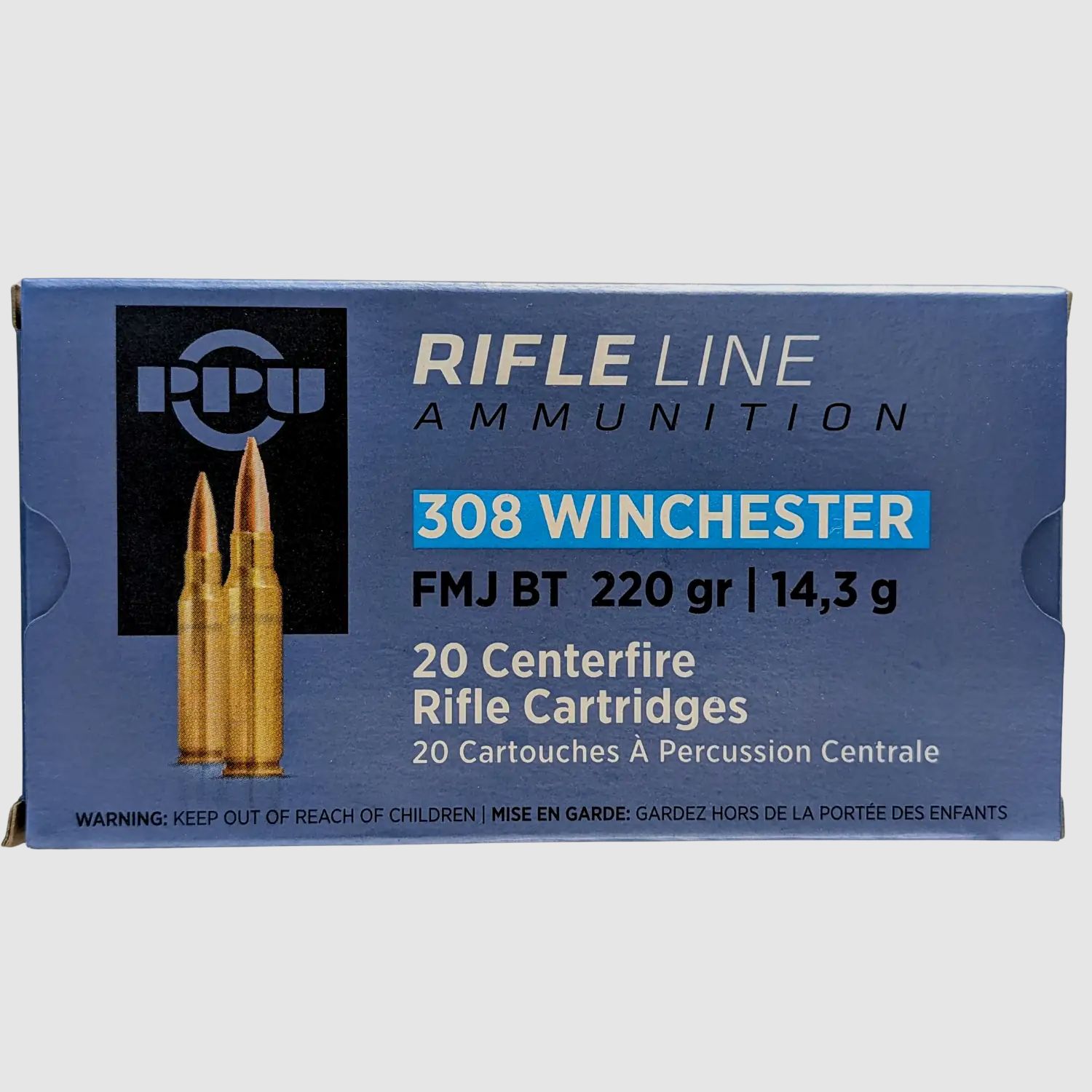 PPU calibre .308Win FMJ BT 220gr 20 disparos