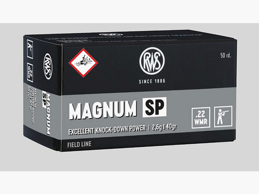 RWS munizione a percussione centrale cal. .22 Mag TM SP 40grs