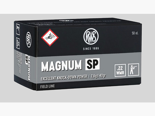 RWS munizione a percussione centrale cal. .22 Mag TM SP 40grs