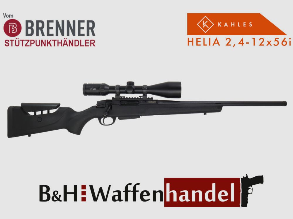 Brenner Komplettpaket:	 BR 20 Polymerschaft mit Kahles Helia 2.4-12x56i fertig montiert Jagdbüchse Repetierer