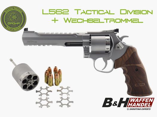 Spohr L562 Tactical Division Stainless Revolver mit Wechseltrommel 9mm Made in Germany