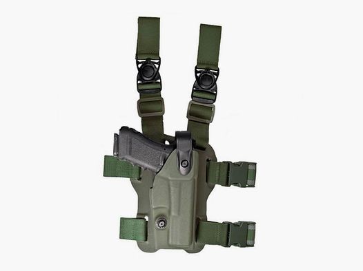 VEGA HOLSTER – THIGH HOLSTER IN POLYMER WITH SUPERIOR SAFETY SYSTEM DOUBLE ADJUSTABLE STRAPS FOR BERETTA PX4 (GREEN)