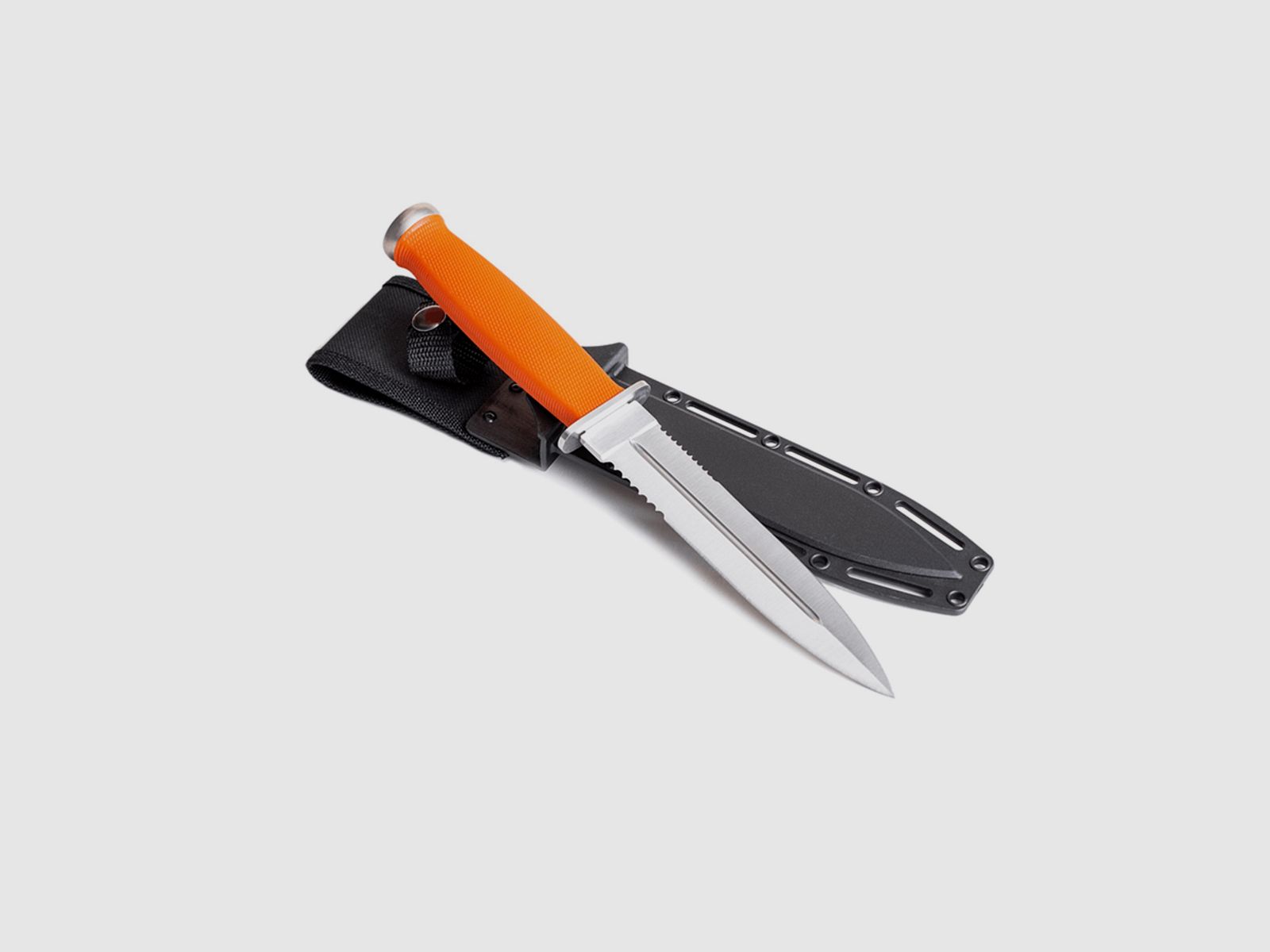NeverLost coltello da caccia a doppia lama con fodero in plastica
