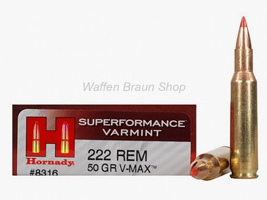 Hornady .222 Rem V-Max 50 grains 20 pièces #8316