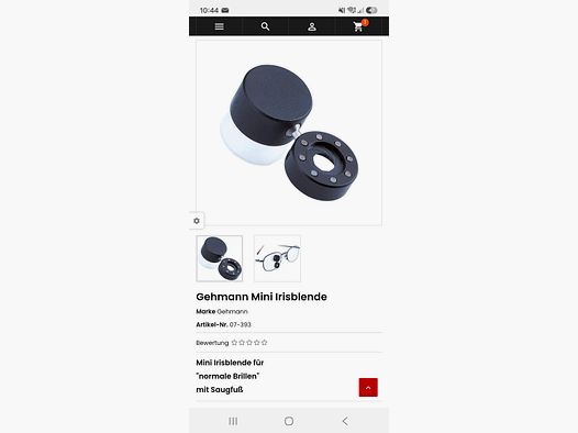Mini iris diaphragm from Gehmann with suction cup