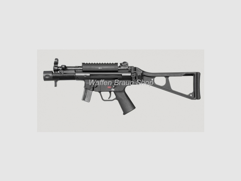 HK Pistool SP5K met Picatinny-adapter. inklapbare schoudersteun