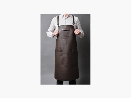 Cooking & grilling apron, durable and robust made of cowhide color brown