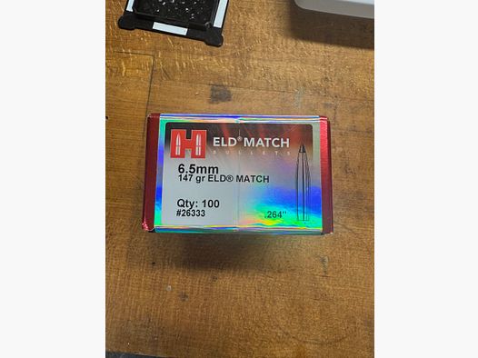 NUEVO 6,5mm 147 gr 100x ELD Match Hornady