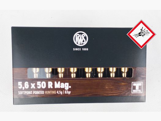 RWS półpłaszczowa amunicja myśliwska kal. 5,6X50 R Mag 63gr