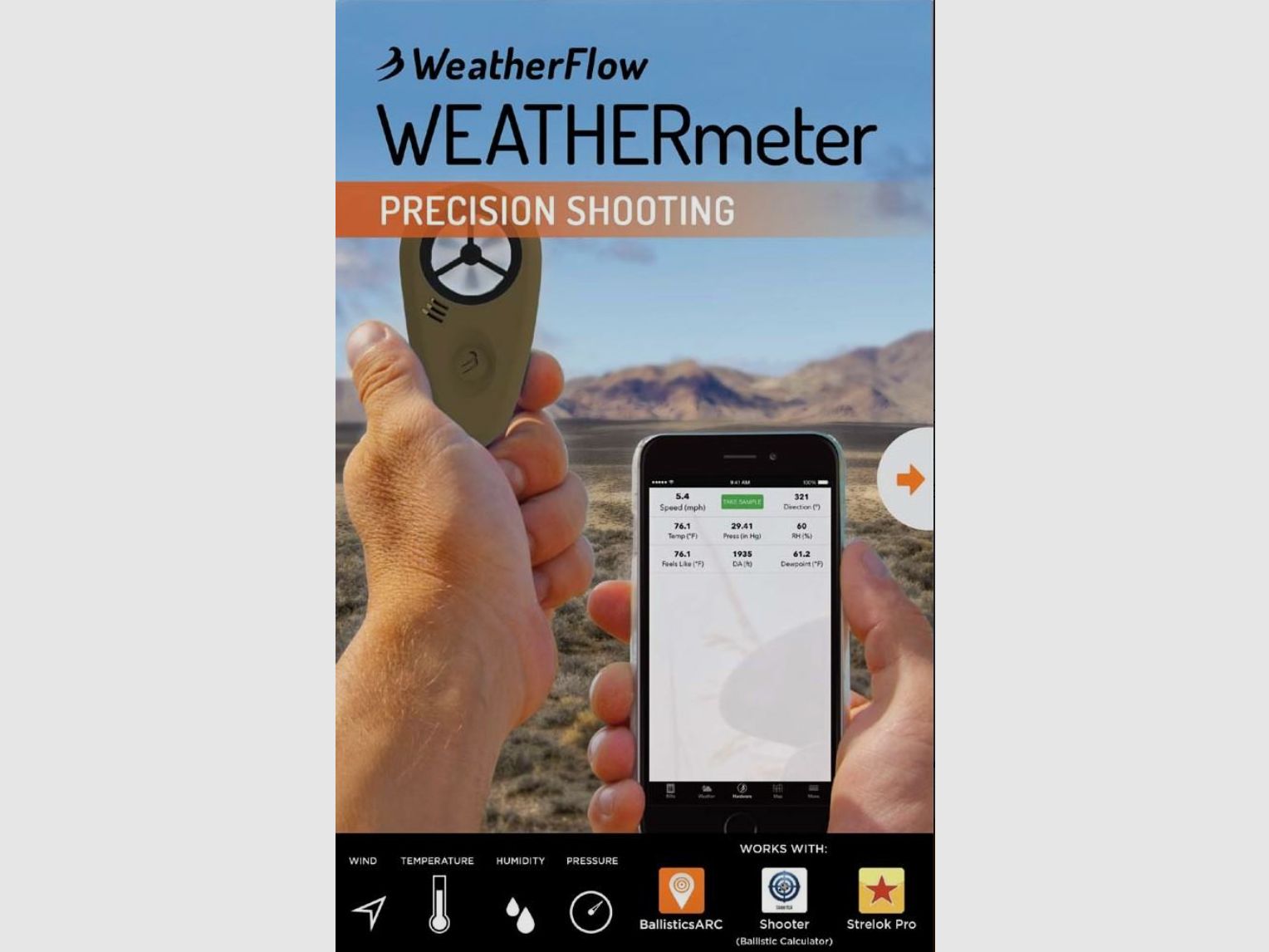 WeatherFlow WEATHERmeter Set für Long Range Shooting + Ballistic