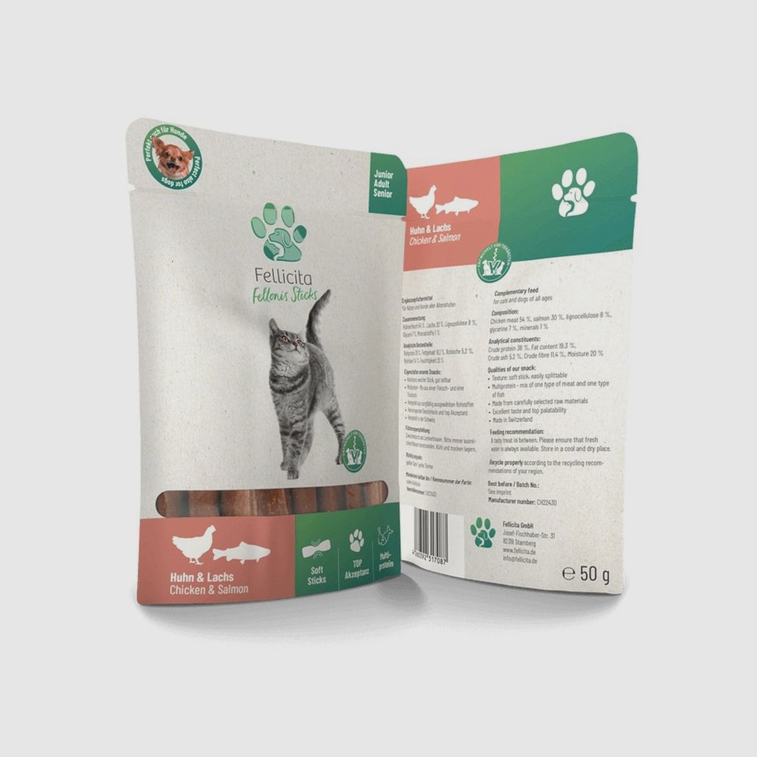 Fellicita Cat Snack Fellonis Sticks Huhn & Lachs 10x50g