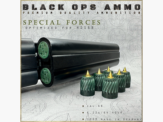 8x Special Forces BLACK OPS AMMO Luchtgeweer TS HDS 68 Kal.68 Munitie HDS68 TS68