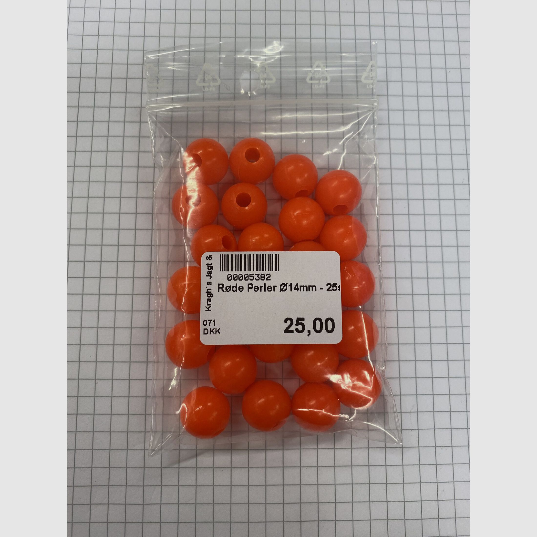 Røde Perler Ø14mm – 25stk