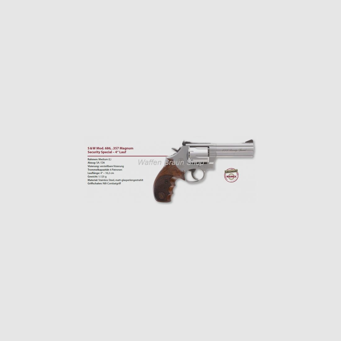Smith & Wesson Mod 686 Security Special 4 pouces .357 Magnum inox mat