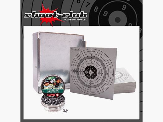 shoot-club GmbH stainless steel bullet trap + 100 target sheets + Gamo expander