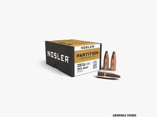NOSLER – PROJECTILE – 338 CAL. 210GR PARTITION (50PCS) -16337