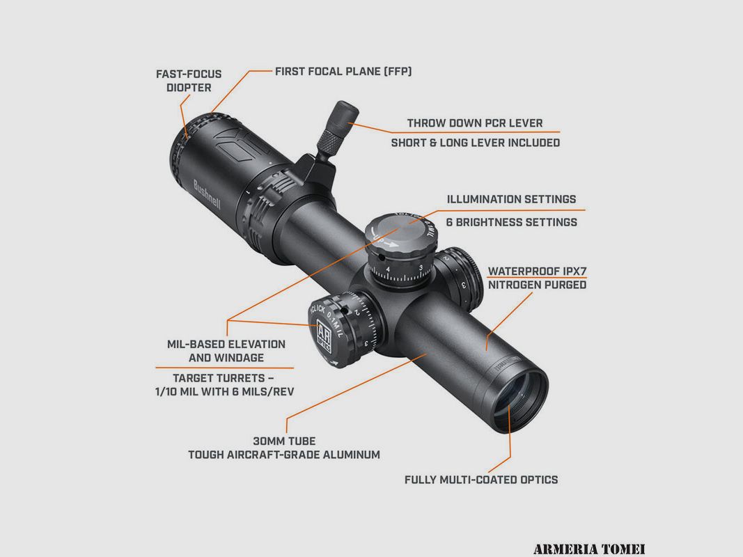 BUSHNELL – AR OPTICS 1-4x24mm FFP ILLUMINATED BTR (AR71424I), billede 3 af 6