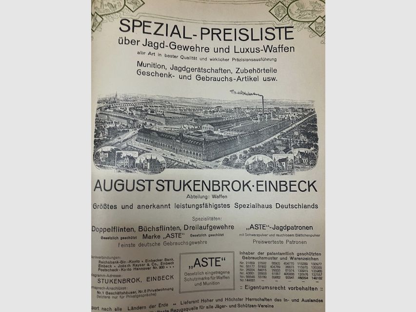 Catalogue d'armes August Stukenbrok Einbeck, Armes modernes, Munitions, Articles de chasse
