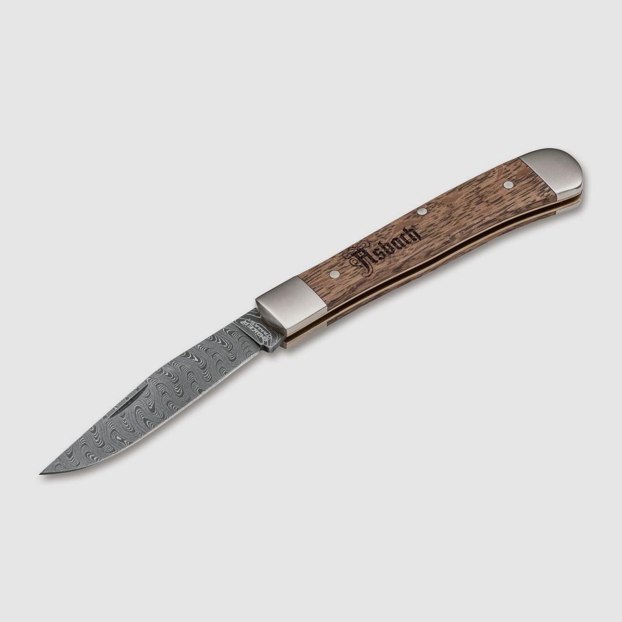 Cuchillo de bolsillo Trapper Asbach Uralt Damasco estilo clásico conforme a la ley 42a
