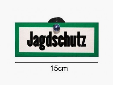 Bordje "Jagdschutz" 6 x 15 cm met zuignap bevestiging