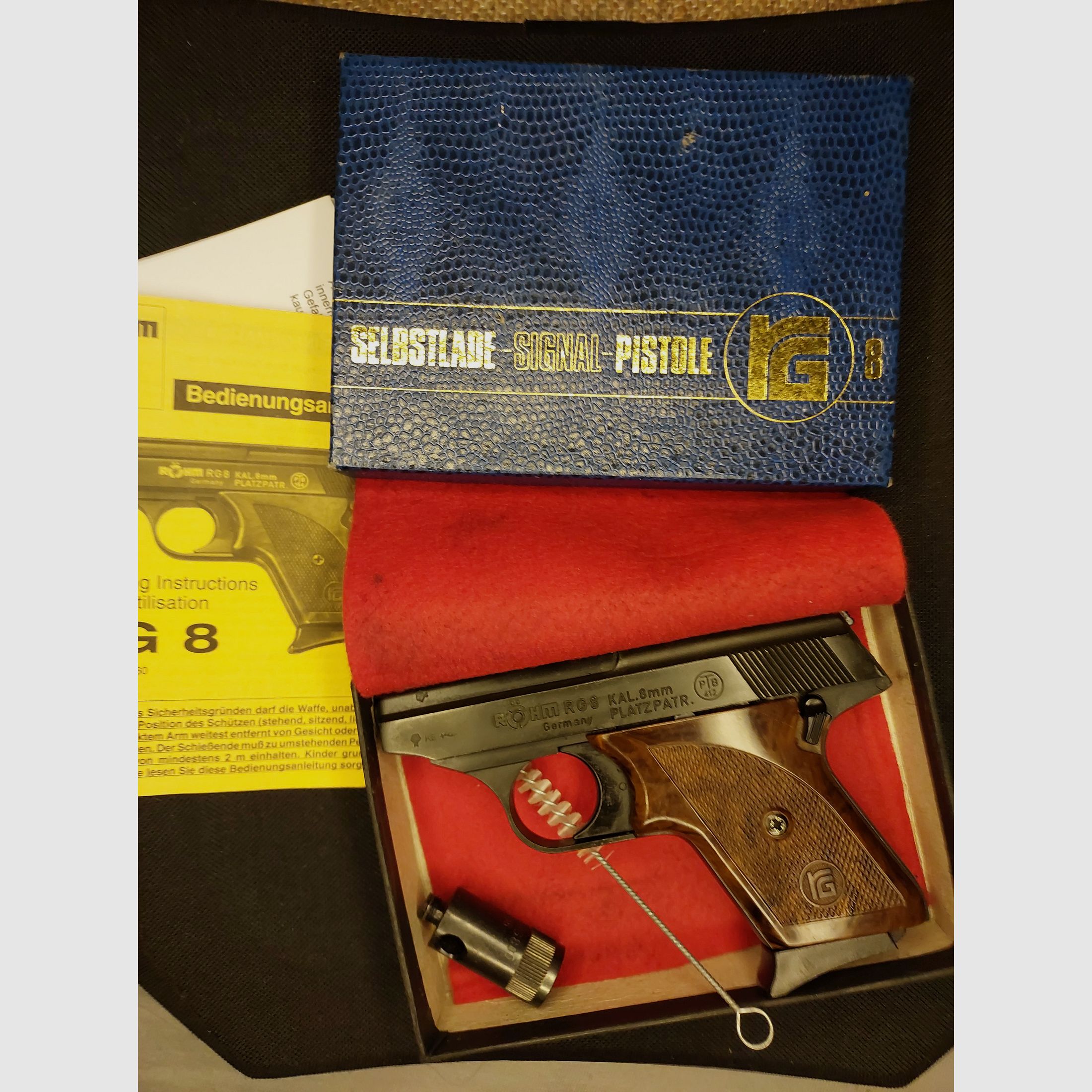 Röhm RG8 / RG 8 Schreckschusspistole 8 mm K. PTB 412 mit Schachtel und Zubehör