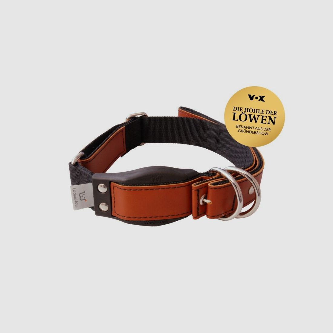 WowWow Hundehalsband mit integrierter Leine Leder Kastanienbraun