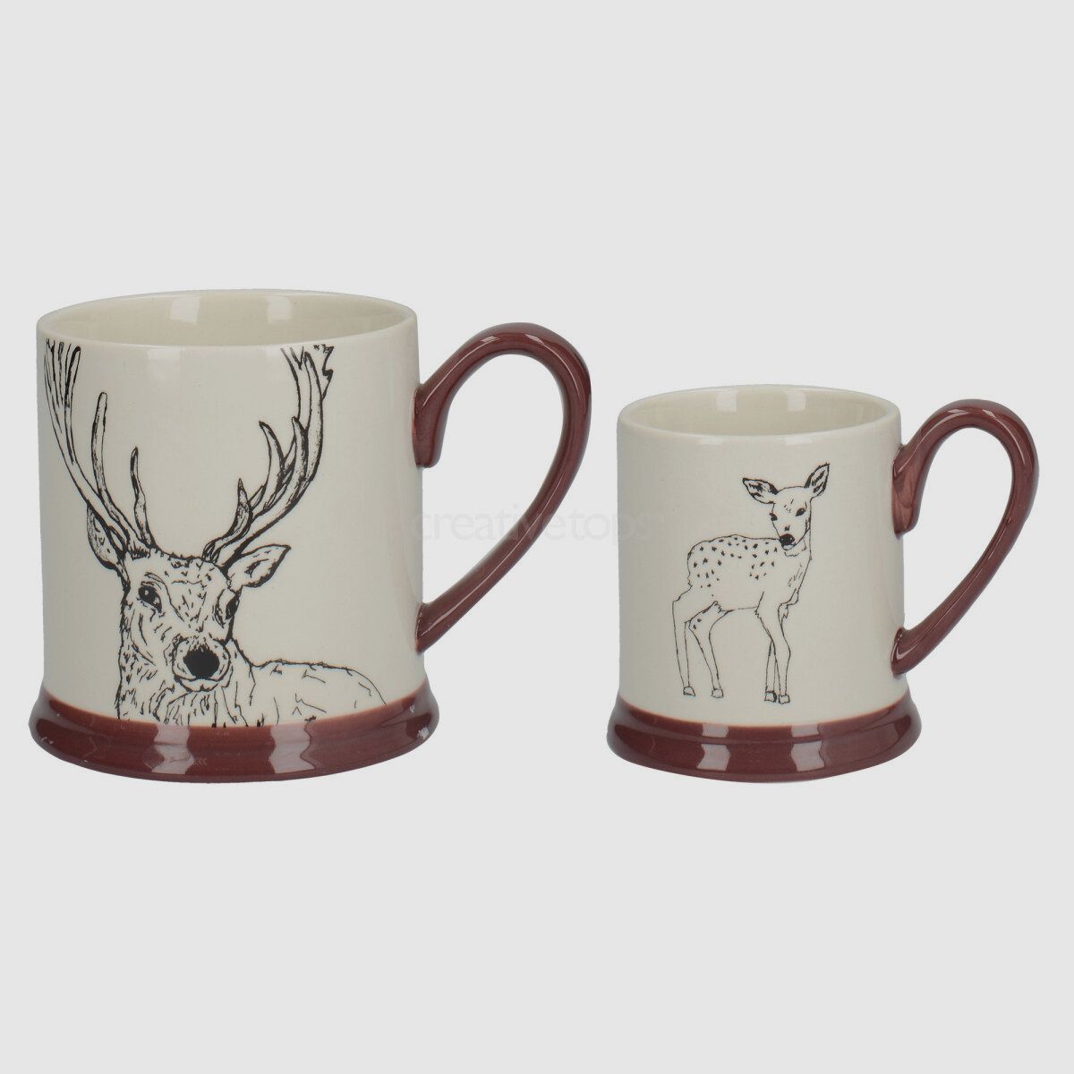 Lovergreen art of the table motif set with deer and doe mugs