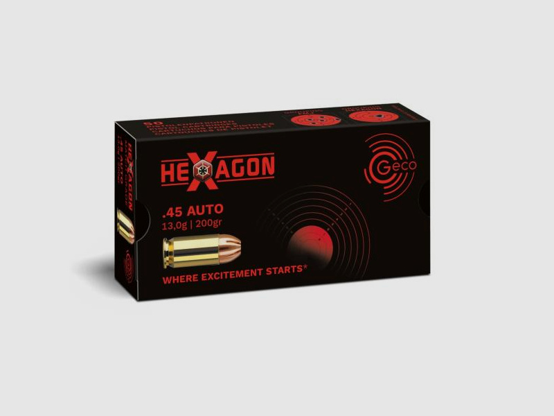 GECO Pistolenmunition .45Auto HEXAGON 50 Stk  13,0g/200grs