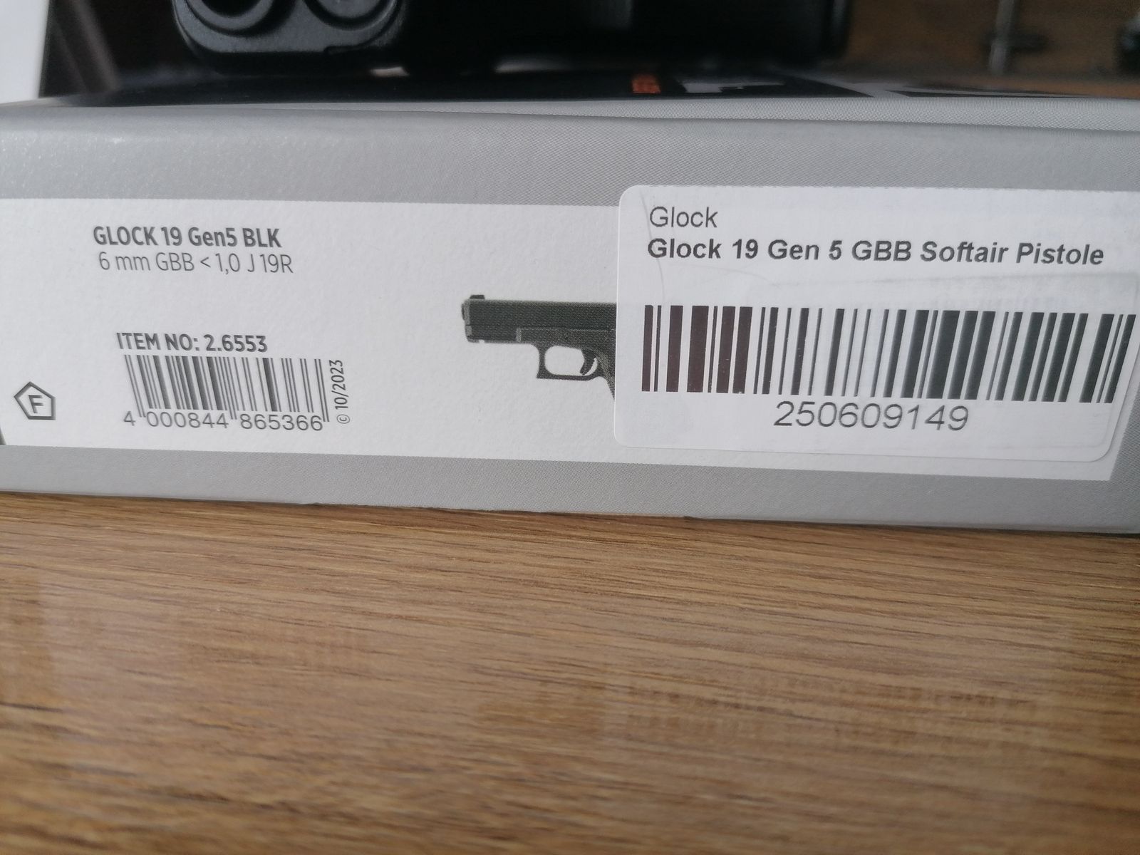 	Glock 19 Gen5 Softair-Pistole Schwarz Kaliber 6 mm BB 19 Schuss Gas Blowback (P18)