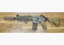 Heckler & Koch MR223 A3 Slim-Line 11" cañón - rifle semiautomático .223Rem incluido silenciador ASE UTRA Dual 556-Short-QM2 Gen2 Cerakote FDE - versión civil HK416 / G95K / G38 / con mejoras