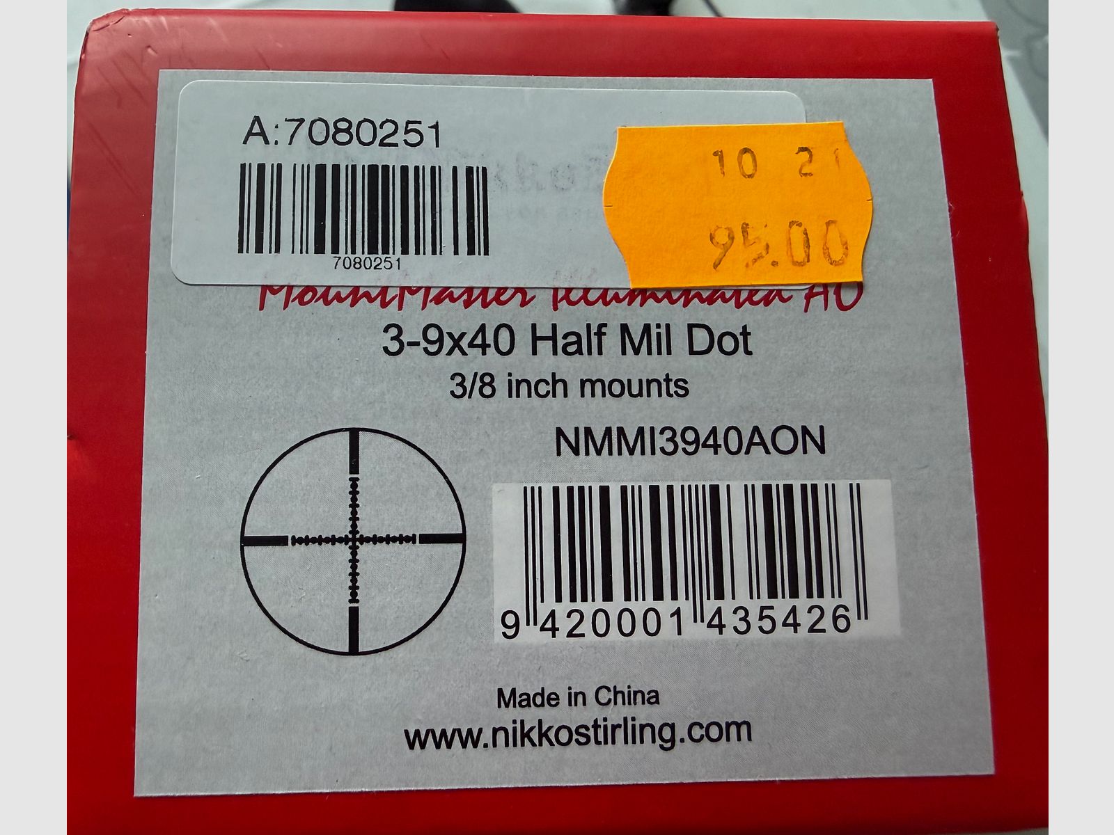 Zielfernrohr Nikko Stirling Mountmaster 3 - 9 x 40 Half Mil Dot 378 inch mounts - Beleuchtet - neuwertiger Zustand !