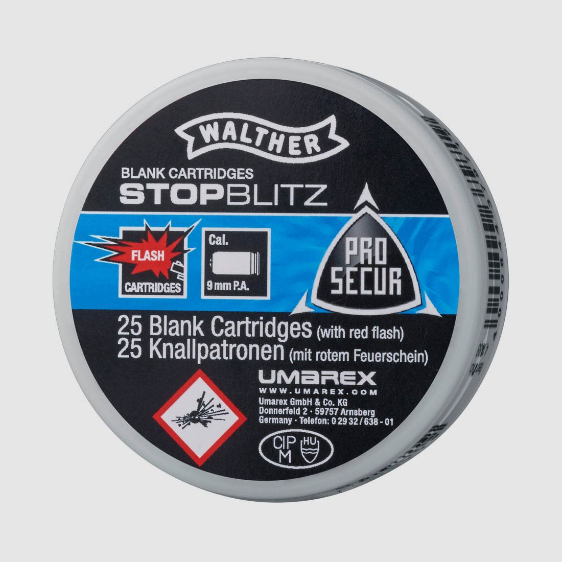 Walther Pro Secur Stop Blitz cartouches à blanc 9 mm PAK