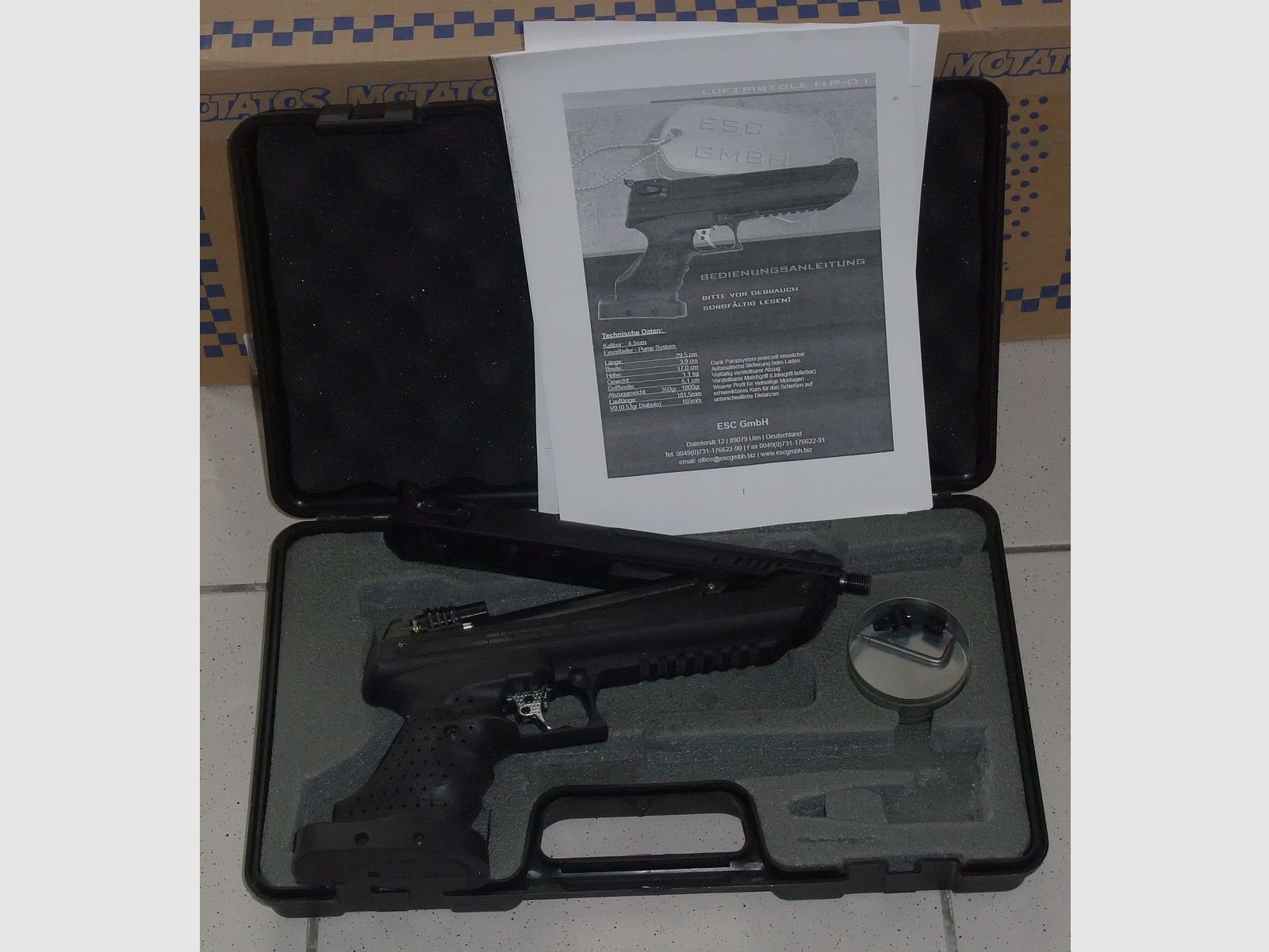 Pistolet à air pré-comprimé Zoraki HP 01 avec poignée droite calibre 4,5 mm avec adaptateur de silencieux