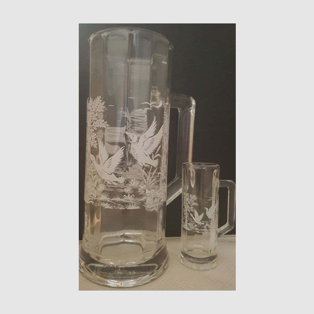 Glasseidel mit Stamper, Motiv Ente