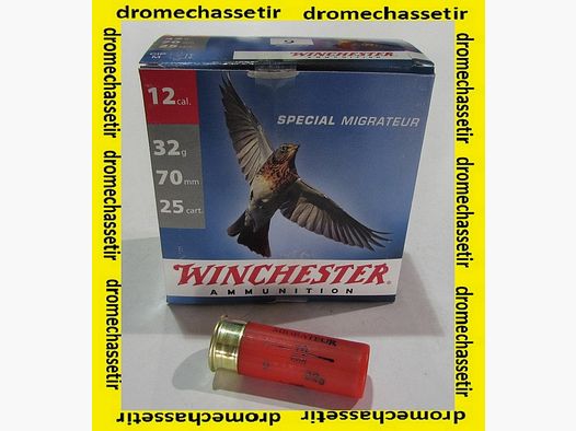 boite 25 cartouches Winchester Special migrateur, cal 12/70, bourre jupe 32 grammes, plombs 7,5
