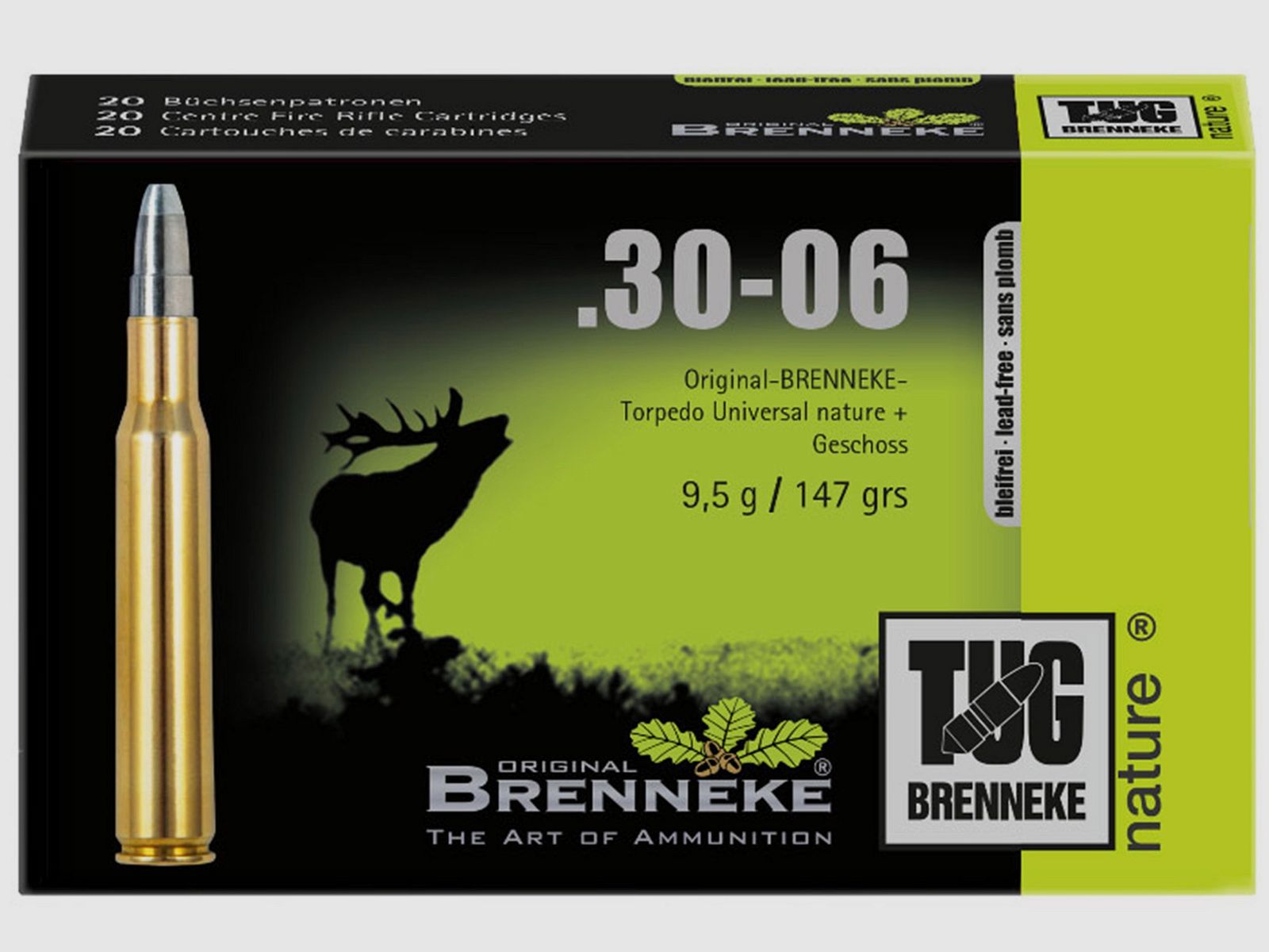 Brenneke 44233000 .30-06 Spring. TUG nature+ 9,5 g 147 gr Bleifrei Langwaffenmunition