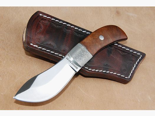 Cuchillo Schrade de 63 capas de Damasco con funda de cuero