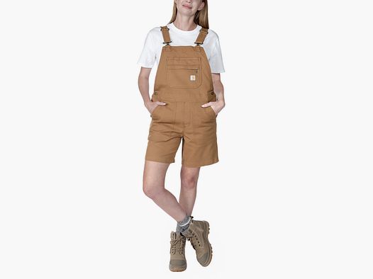 Carhartt Relaxed Fit Canvas Latzhose Shorts, Damen, Carhartt brown, M