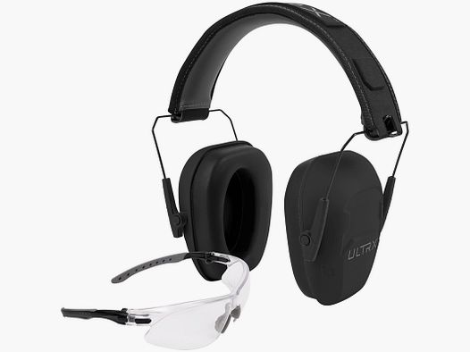 ZESTAW SŁUCHAWEK STRZELECKICH I OKULARÓW ULTRX SHIELD EAR & EYE PROTECTION COMBO MIGNIGHT GRAY