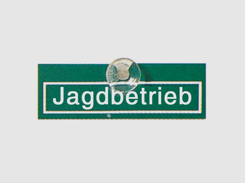 Schriftzug und Haftsauger. Autoschild Jagdbetrieb